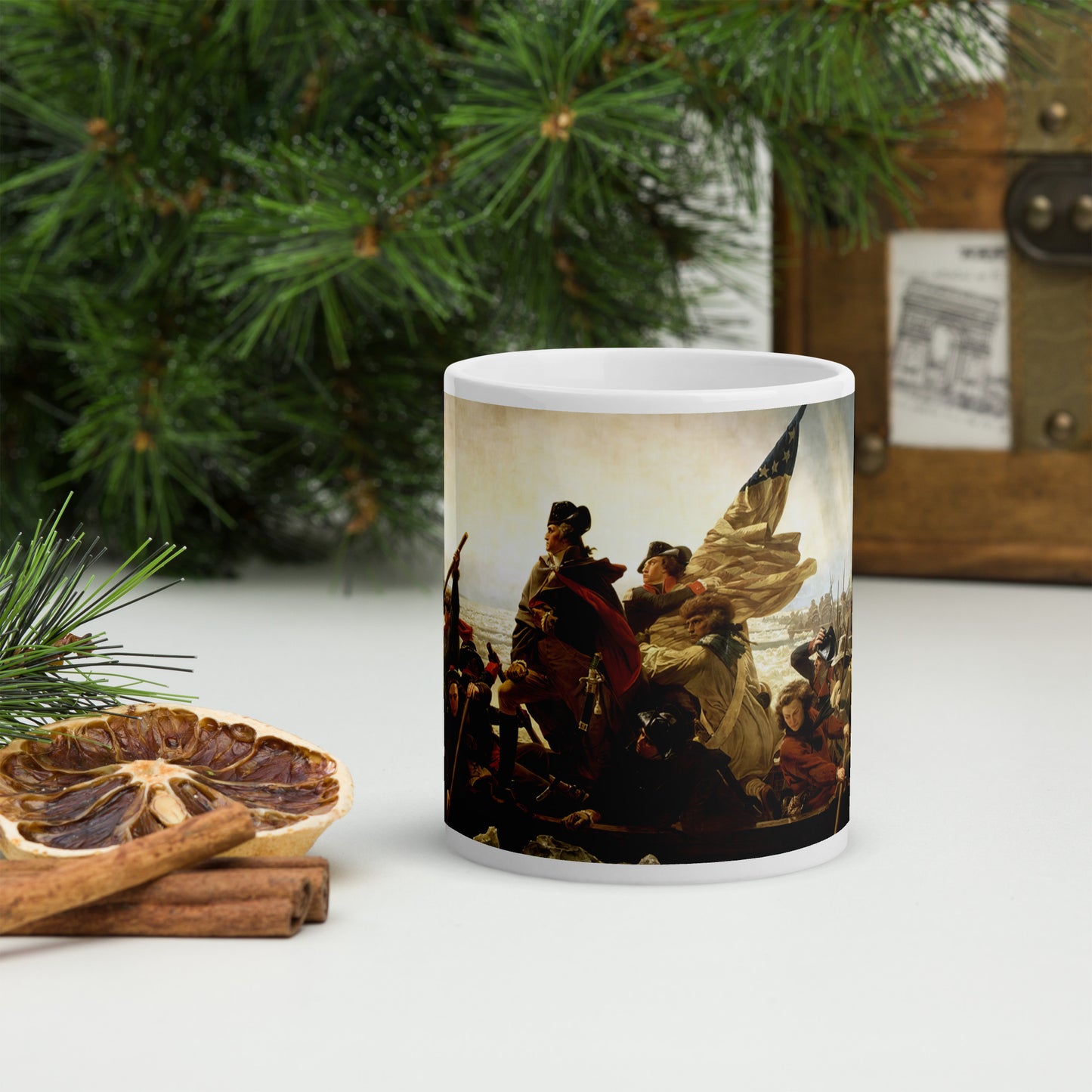 Washington Crossing the Delaware White glossy mug