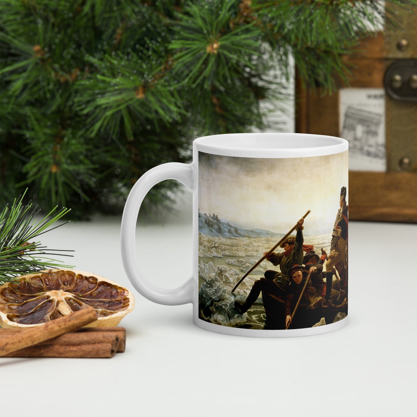 Washington Crossing the Delaware White glossy mug