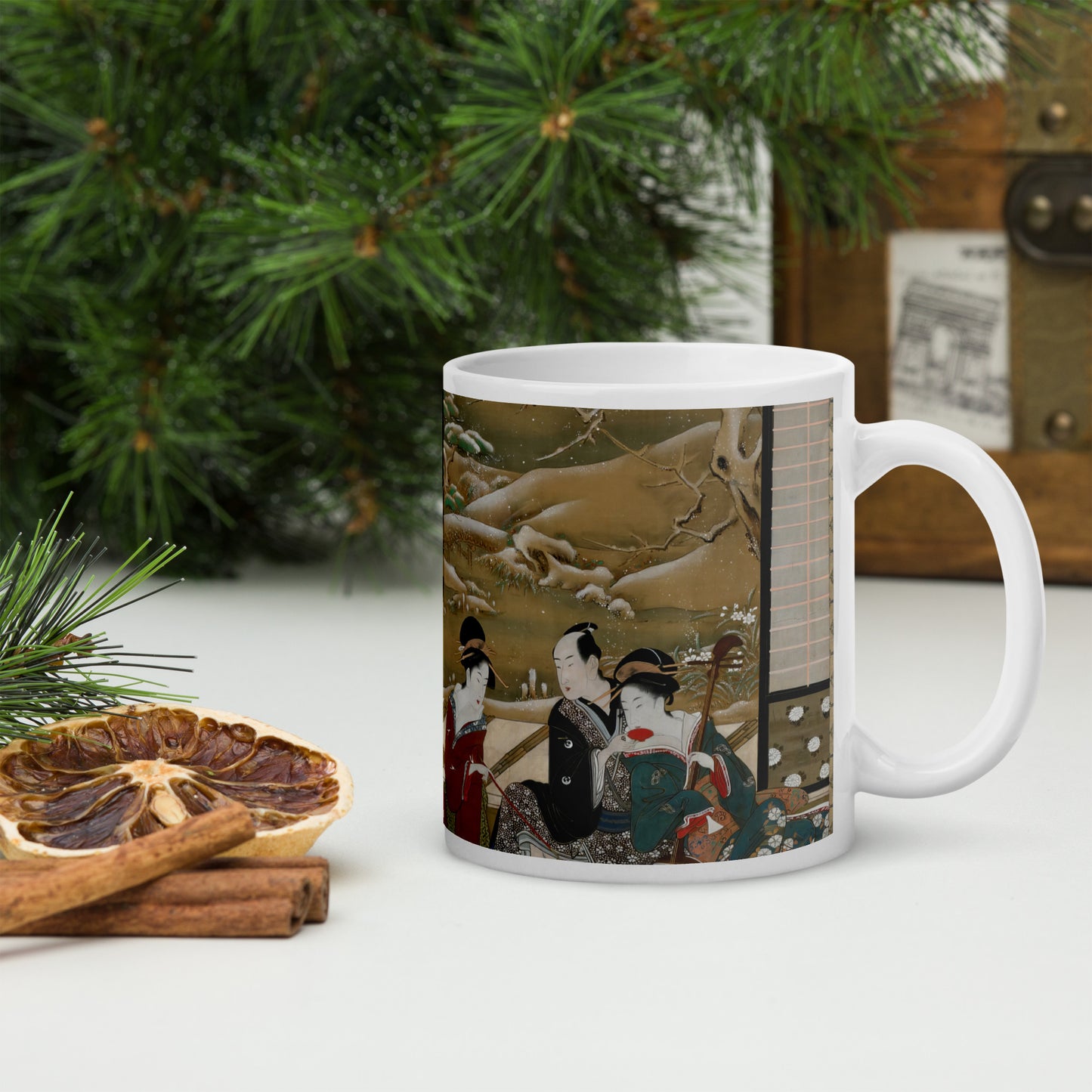 A Winter Party White glossy mug