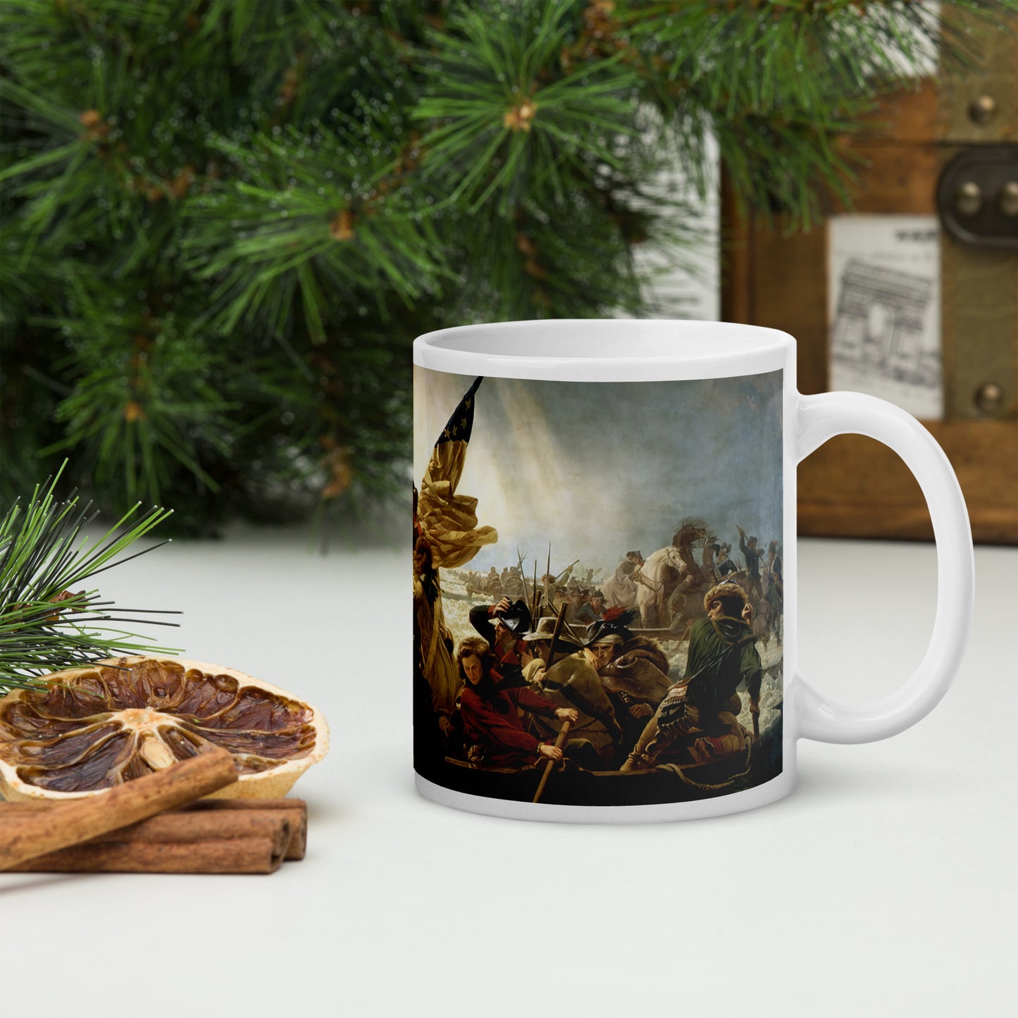 Washington Crossing the Delaware White glossy mug