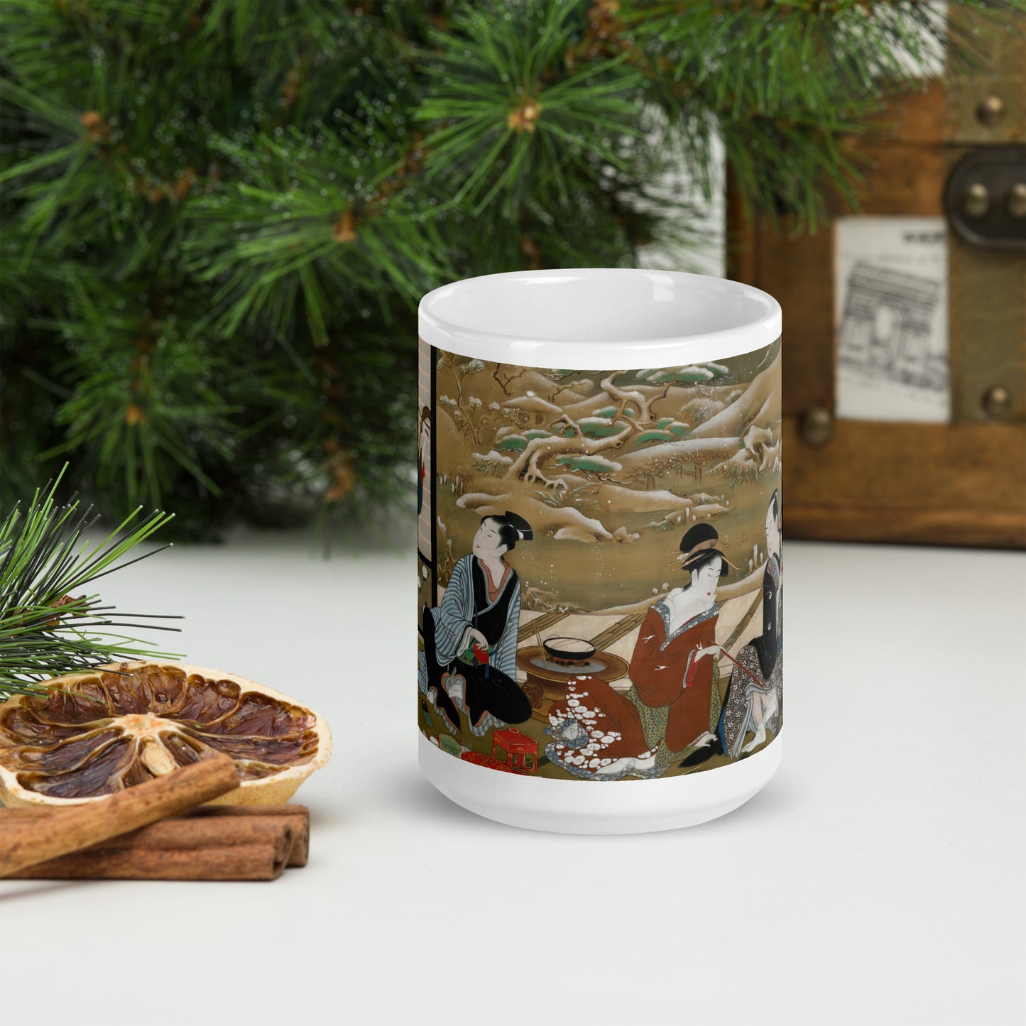 A Winter Party White glossy mug