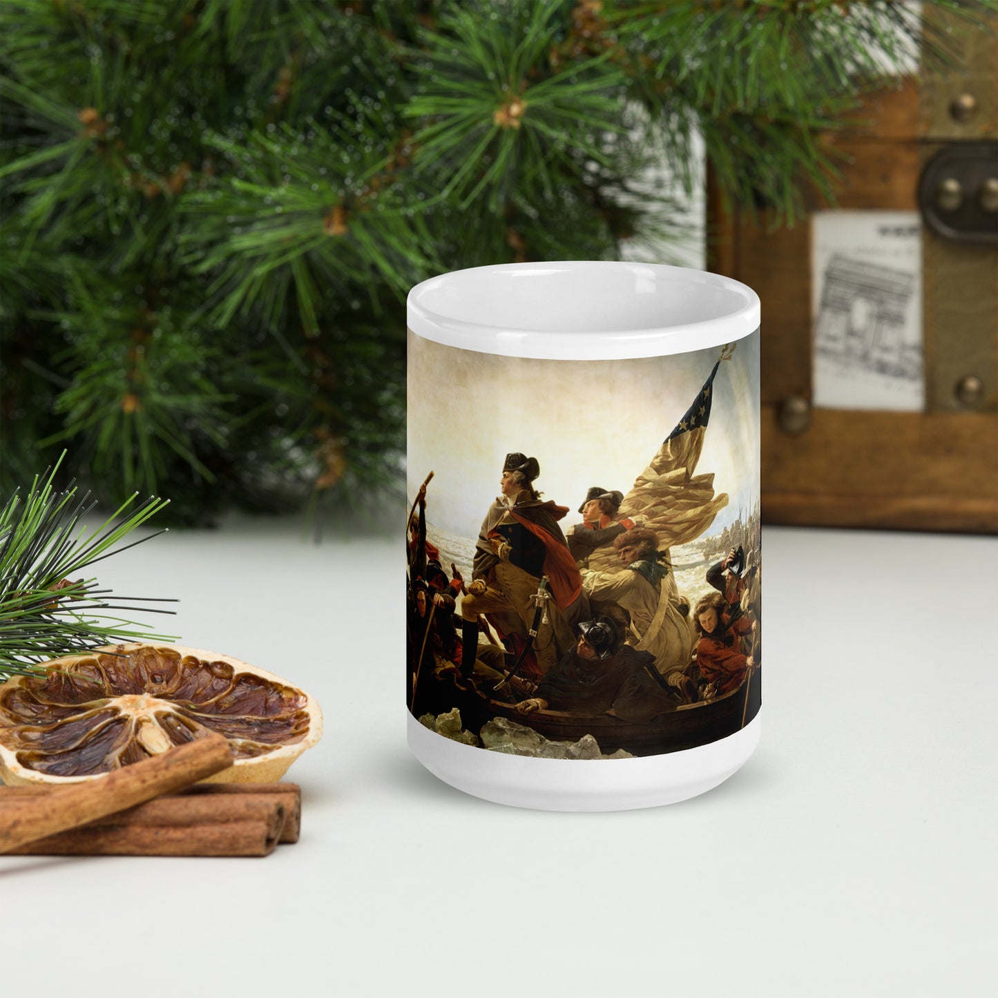 Washington Crossing the Delaware White glossy mug