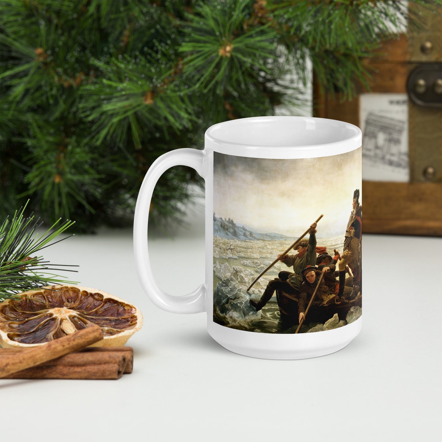 Washington Crossing the Delaware White glossy mug