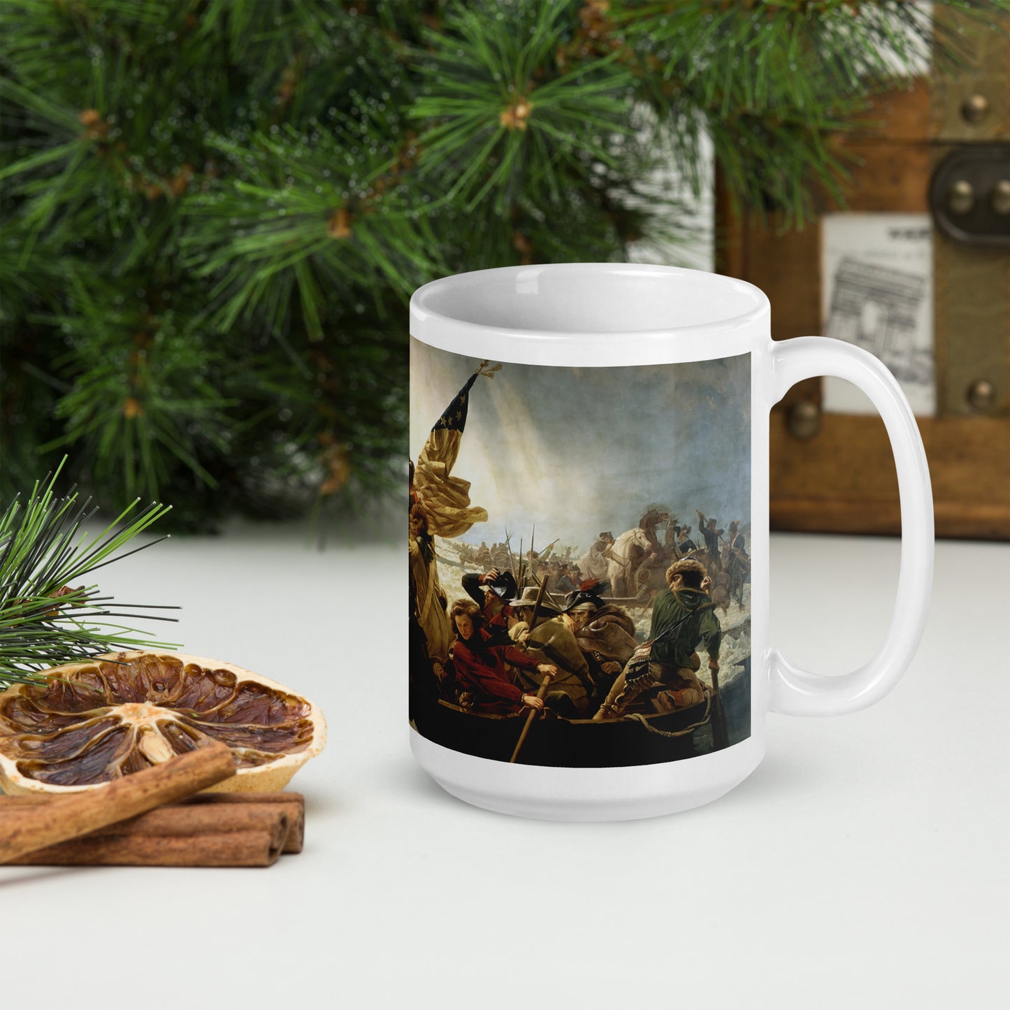 Washington Crossing the Delaware White glossy mug