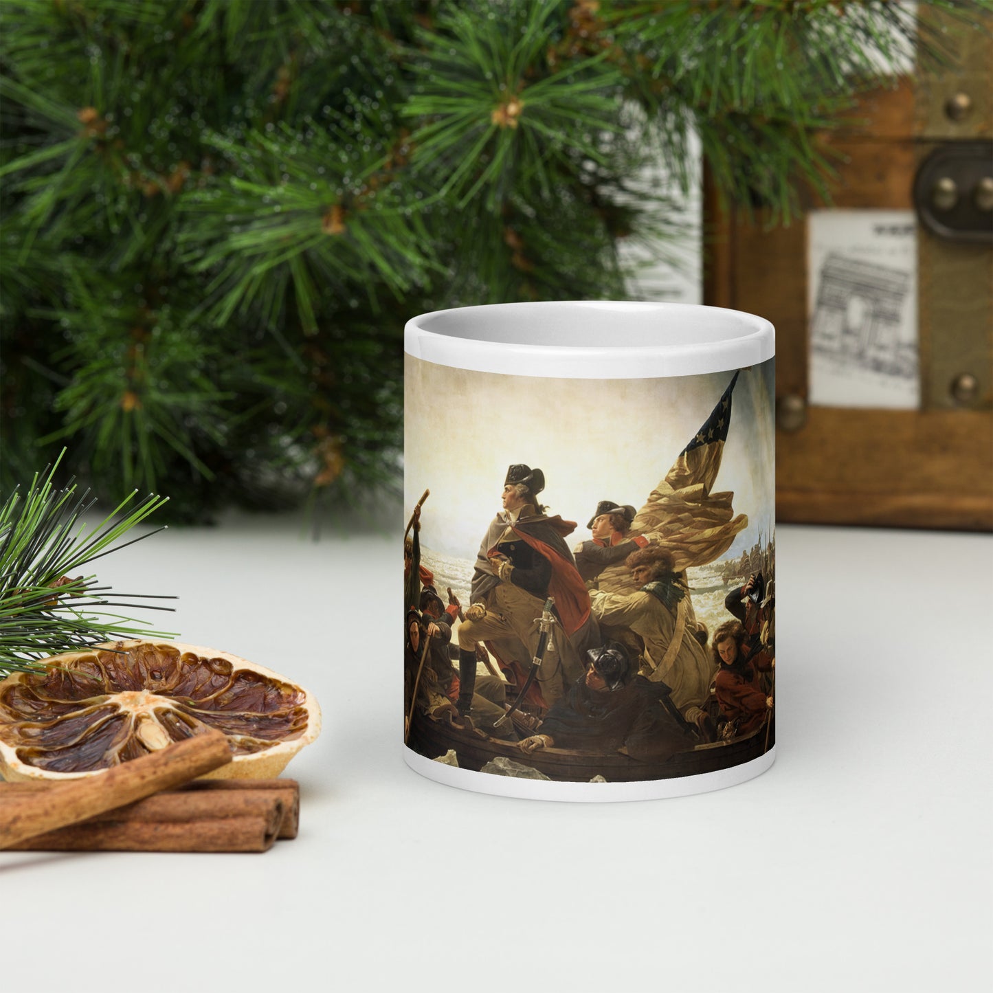 Washington Crossing the Delaware White glossy mug