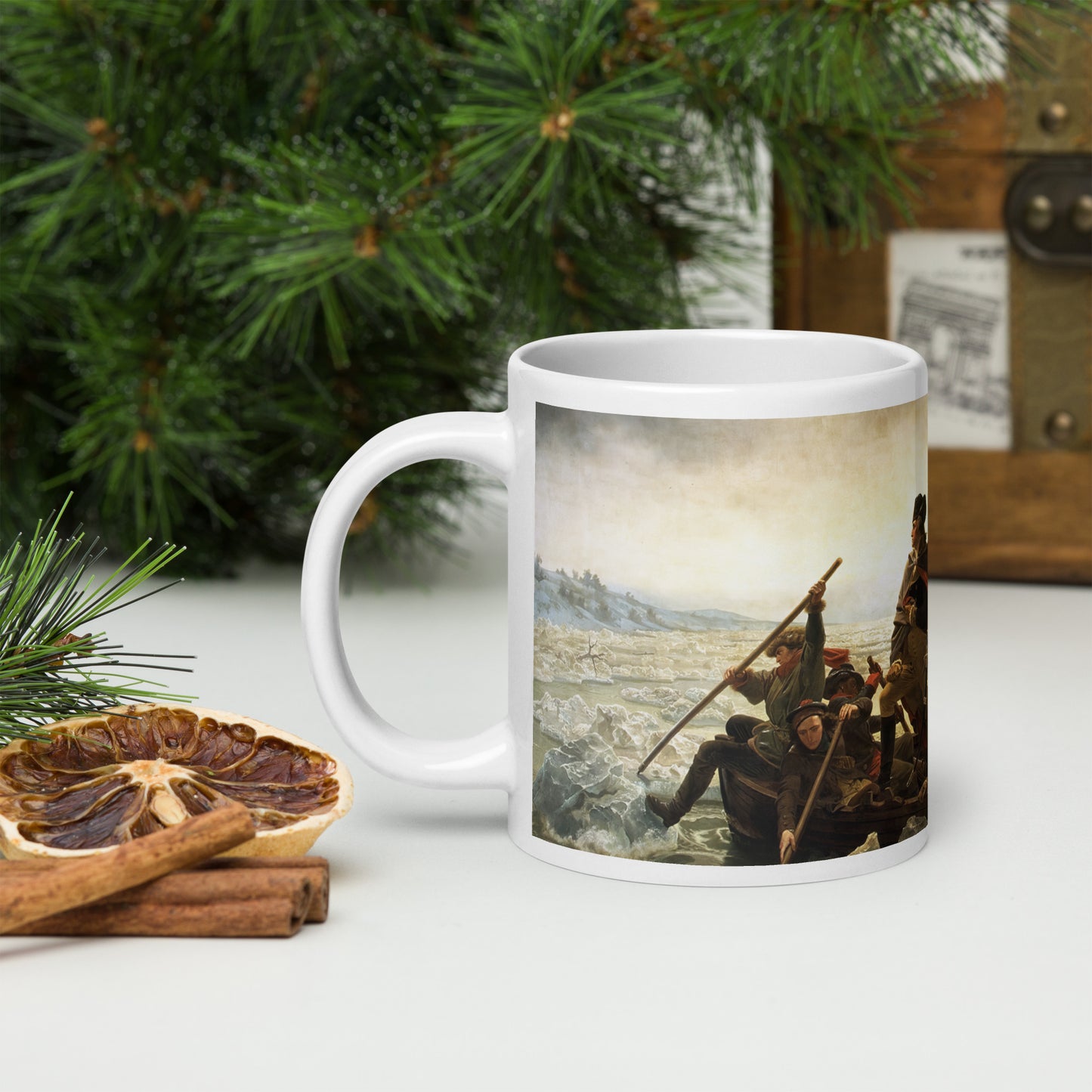 Washington Crossing the Delaware White glossy mug