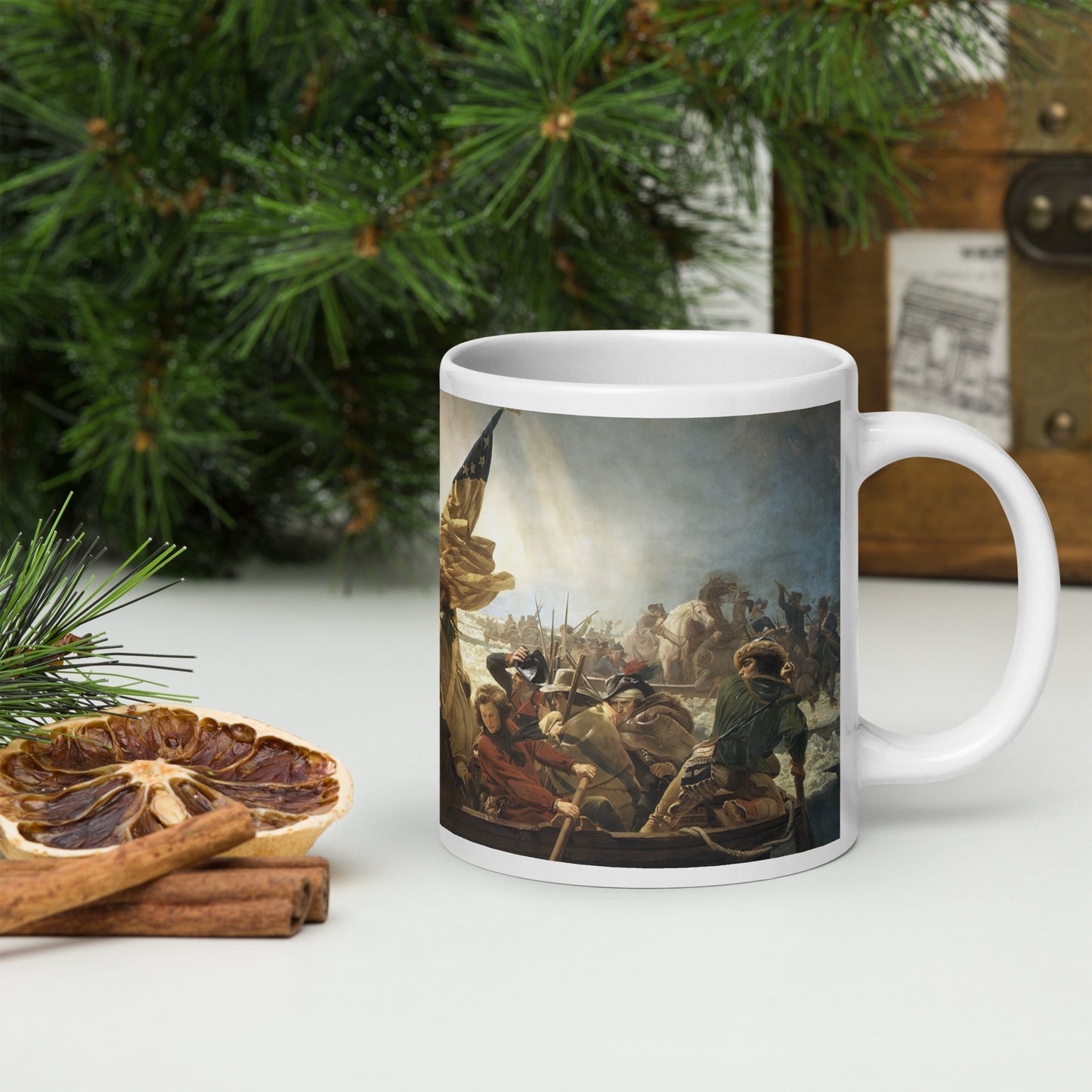 Washington Crossing the Delaware White glossy mug